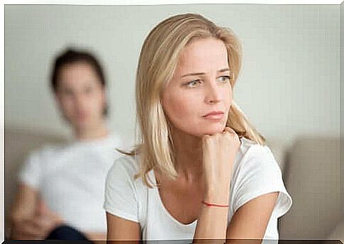 Pensive woman after an argument with her partner.