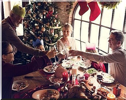 Family making a toast to Christmas