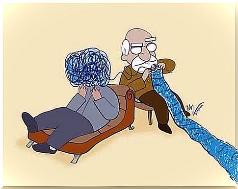 psychotherapy psychologist and patient lying on sofa