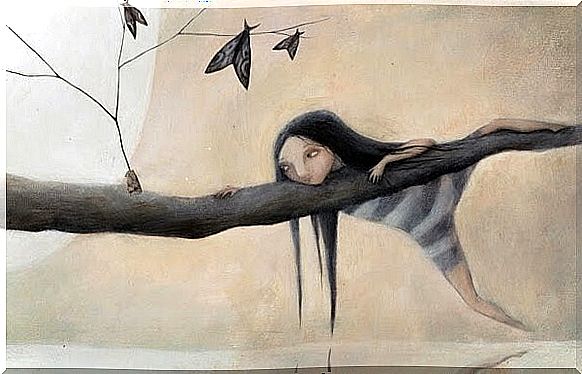 Little girl on a tree