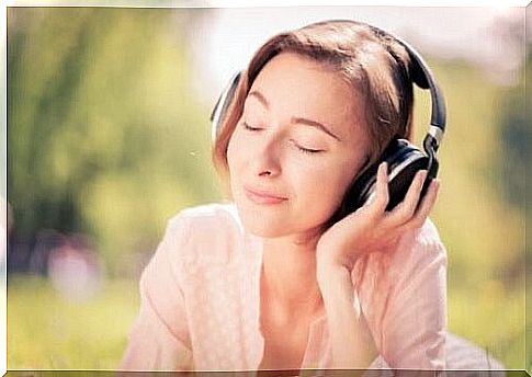 Woman listening to music.