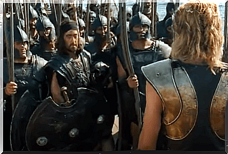 Achilles with the army in the movie Troy.