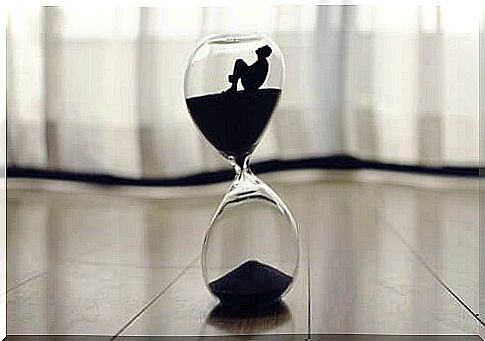 Man inside an hourglass